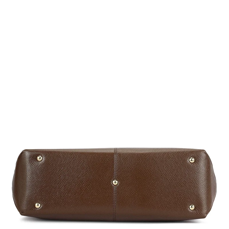 Da Milano Walnut Medium Franzy Leather Tote - Walnut for Women | Best Price UAE